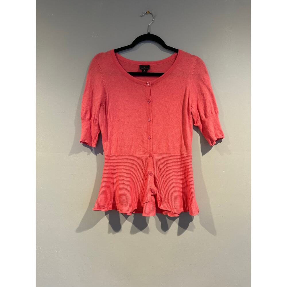 Worthington Coral Peplum Button-Front Cardigan – Size Small